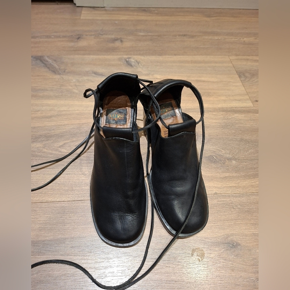Transit Women's 90's Black Leather "Mary Jane" Lace-up Shoes (Size EU 37.5/US 7) - Picture 3 of 8